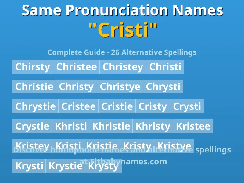 Infographic: Cristi same pronunciation names, similar names, and homophone names