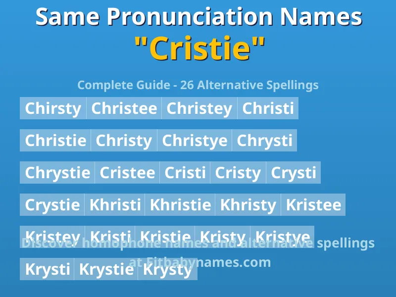 Infographic: Cristie same pronunciation names, similar names, and homophone names