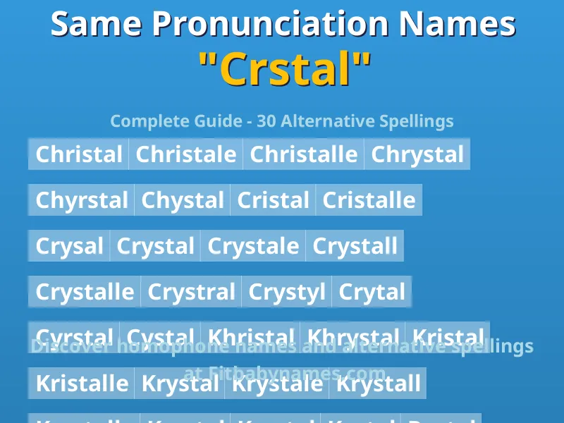 Infographic: Crstal same pronunciation names, similar names, and homophone names