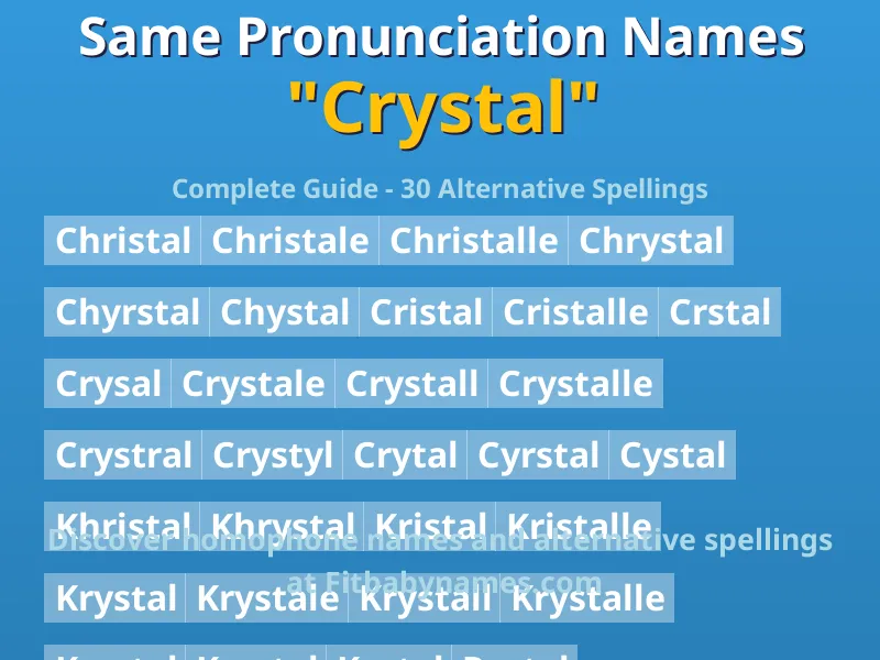 Infographic: Crystal same pronunciation names, similar names, and homophone names