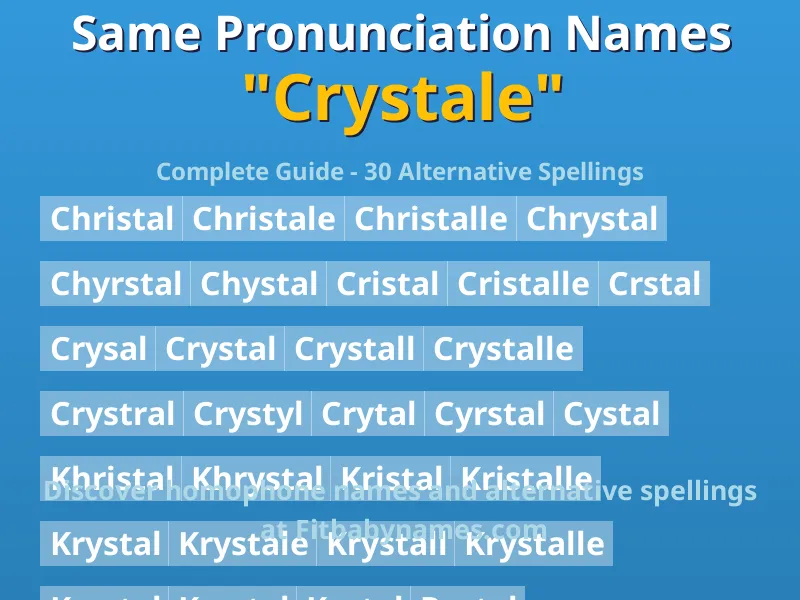 Infographic: Crystale same pronunciation names, similar names, and homophone names