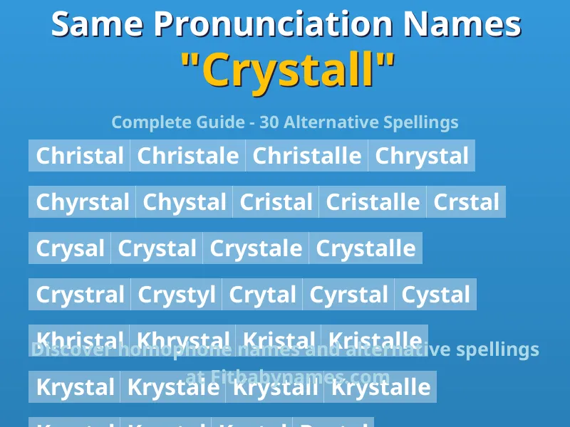 Infographic: Crystall same pronunciation names, similar names, and homophone names