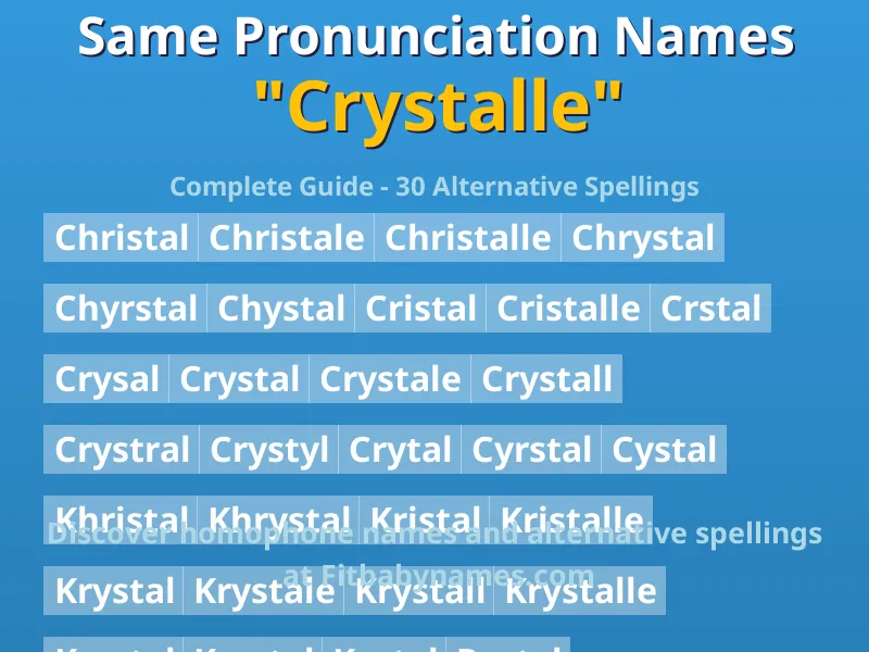 Infographic: Crystalle same pronunciation names, similar names, and homophone names