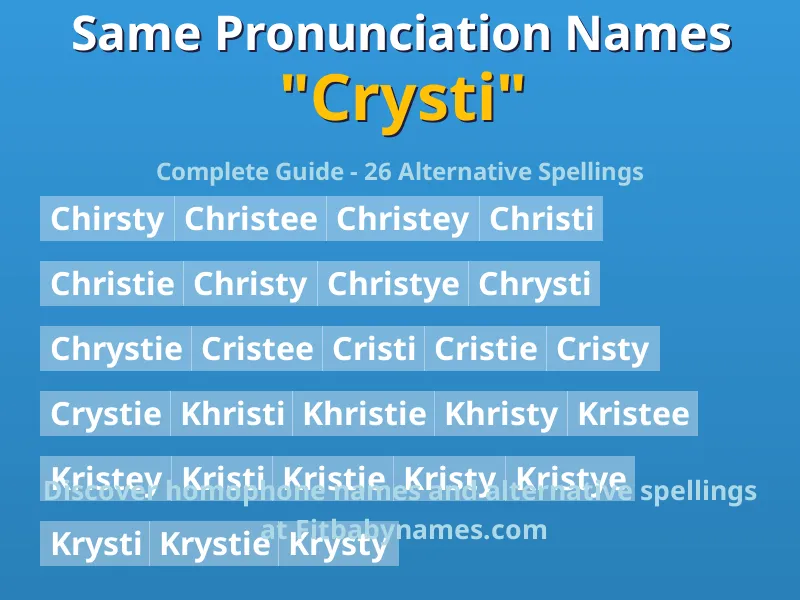 Infographic: Crysti same pronunciation names, similar names, and homophone names