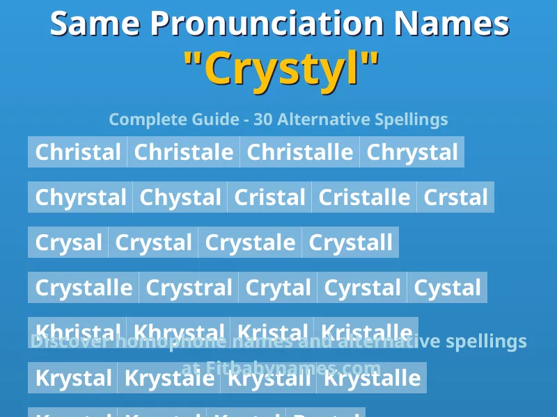 Infographic: Crystyl same pronunciation names, similar names, and homophone names