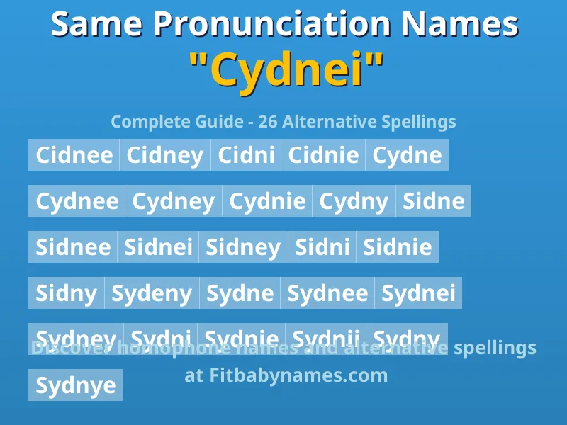 Infographic: Cydnei same pronunciation names, similar names, and homophone names