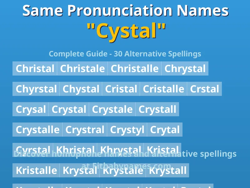 Infographic: Cystal same pronunciation names, similar names, and homophone names