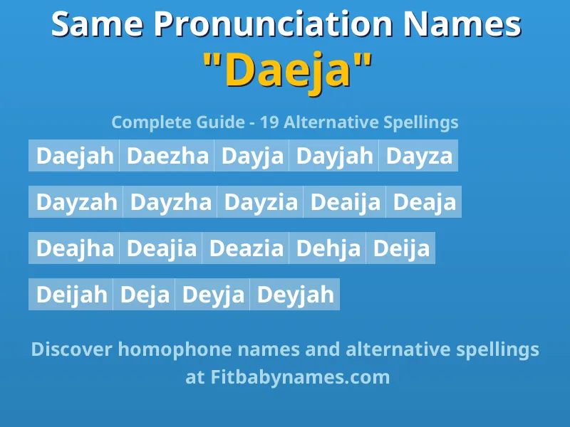 Infographic: Daeja same pronunciation names, similar names, and homophone names