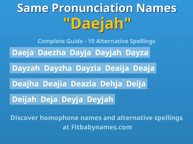 Infographic: Daejah same pronunciation names, similar names, and homophone names
