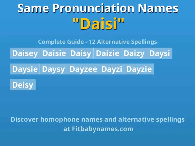 Infographic: Daisi same pronunciation names, similar names, and homophone names