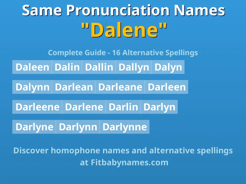 Infographic: Dalene same pronunciation names, similar names, and homophone names