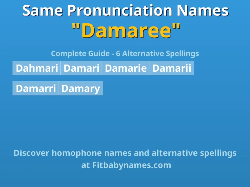 Infographic: Damaree same pronunciation names, similar names, and homophone names