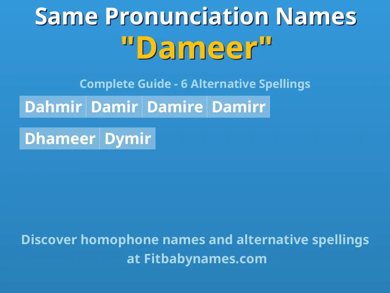 Infographic: Dameer same pronunciation names, similar names, and homophone names