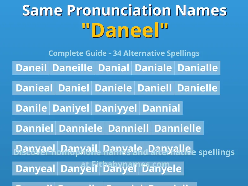 Infographic: Daneel same pronunciation names, similar names, and homophone names