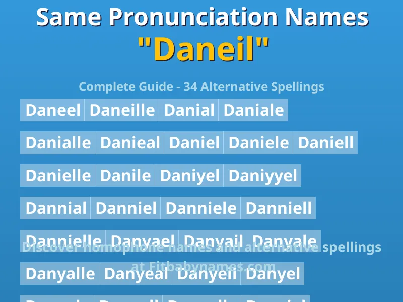 Infographic: Daneil same pronunciation names, similar names, and homophone names