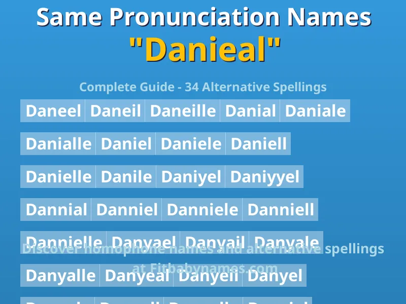 Infographic: Danieal same pronunciation names, similar names, and homophone names