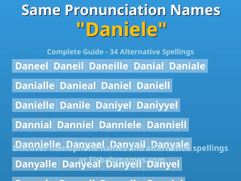 Infographic: Daniele same pronunciation names, similar names, and homophone names