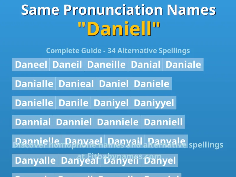 Infographic: Daniell same pronunciation names, similar names, and homophone names