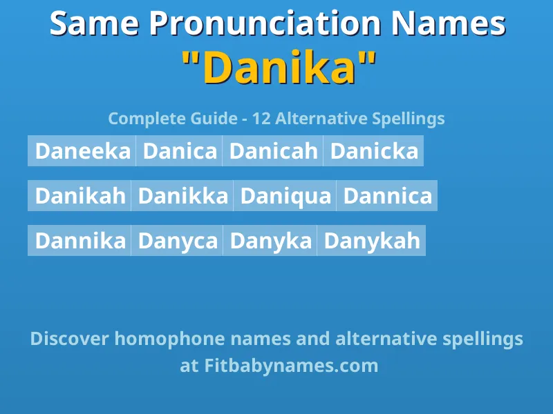 Infographic: Danika same pronunciation names, similar names, and homophone names