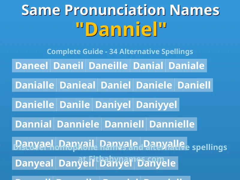 Infographic: Danniel same pronunciation names, similar names, and homophone names