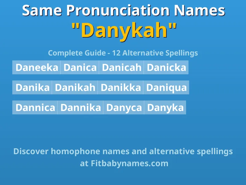 Infographic: Danykah same pronunciation names, similar names, and homophone names