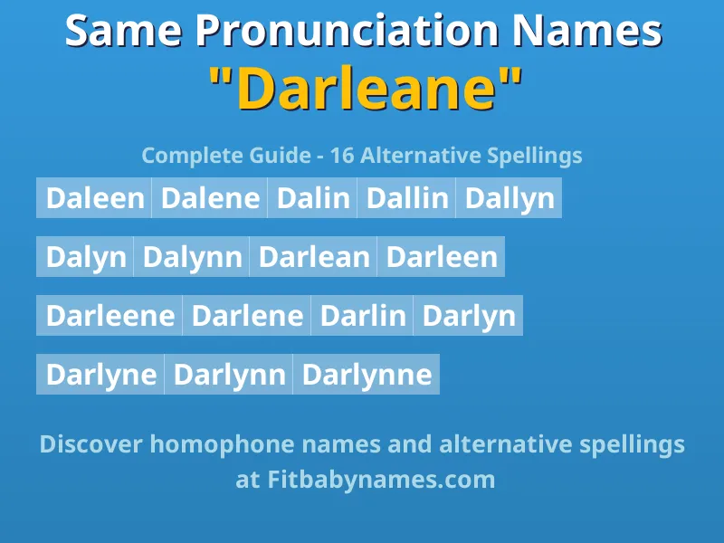 Infographic: Darleane same pronunciation names, similar names, and homophone names