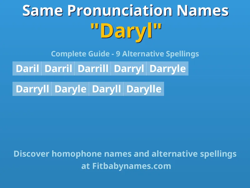 Infographic: Daryl same pronunciation names, similar names, and homophone names