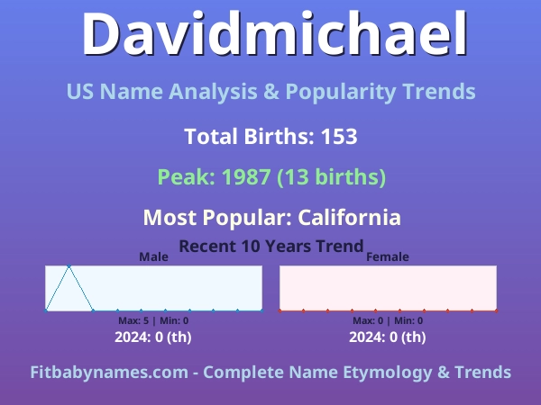 Infographic: Davidmichael name meaning, origin, and popularity trends in the United States (US baby name analysis chart)