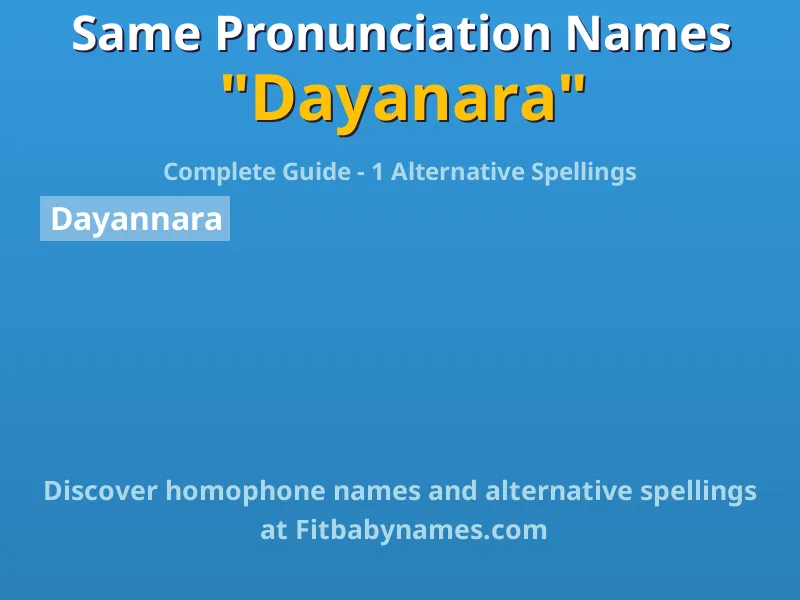 Infographic: Dayanara same pronunciation names, similar names, and homophone names