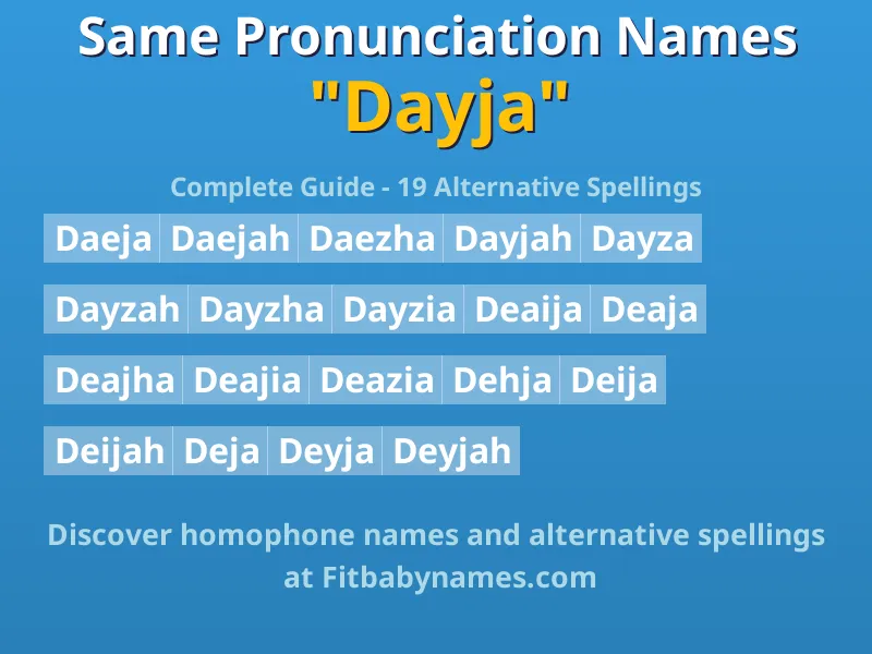 Infographic: Dayja same pronunciation names, similar names, and homophone names
