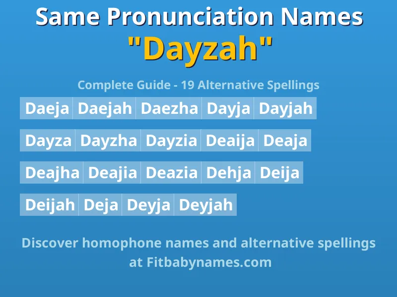 Infographic: Dayzah same pronunciation names, similar names, and homophone names