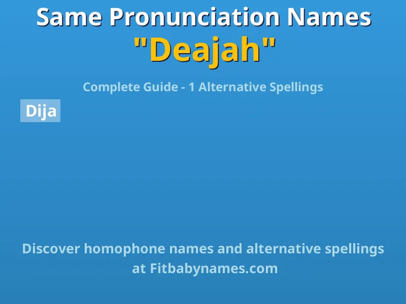 Infographic: Deajah same pronunciation names, similar names, and homophone names