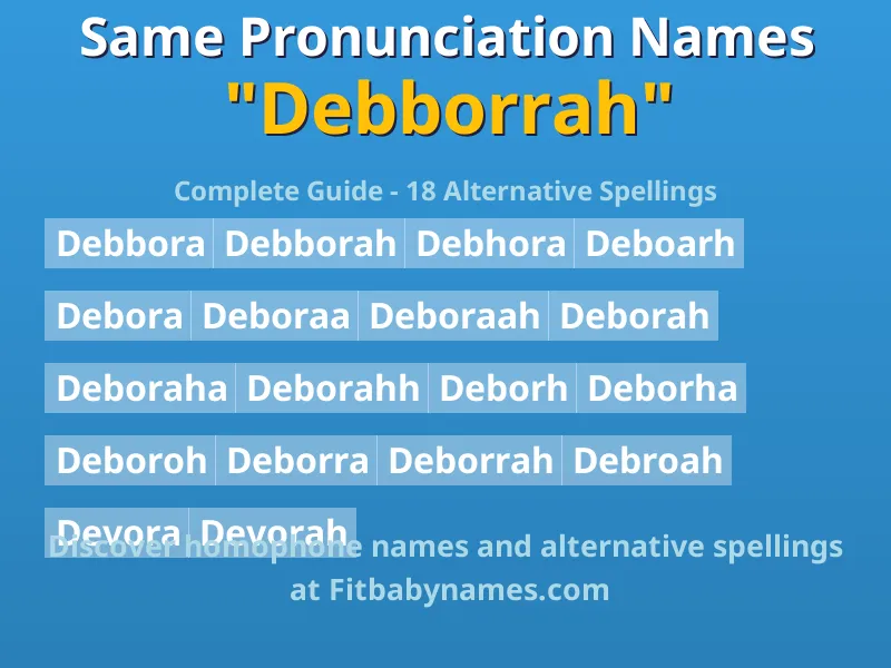 Infographic: Debborrah same pronunciation names, similar names, and homophone names