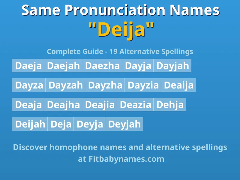 Infographic: Deija same pronunciation names, similar names, and homophone names