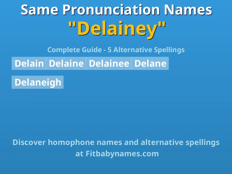 Infographic: Delainey same pronunciation names, similar names, and homophone names