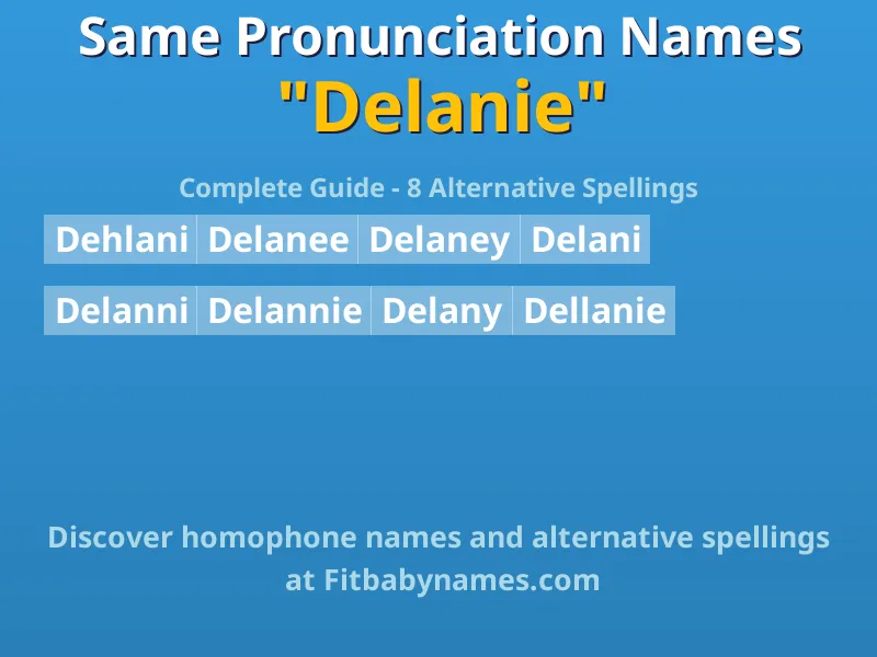 Infographic: Delanie same pronunciation names, similar names, and homophone names