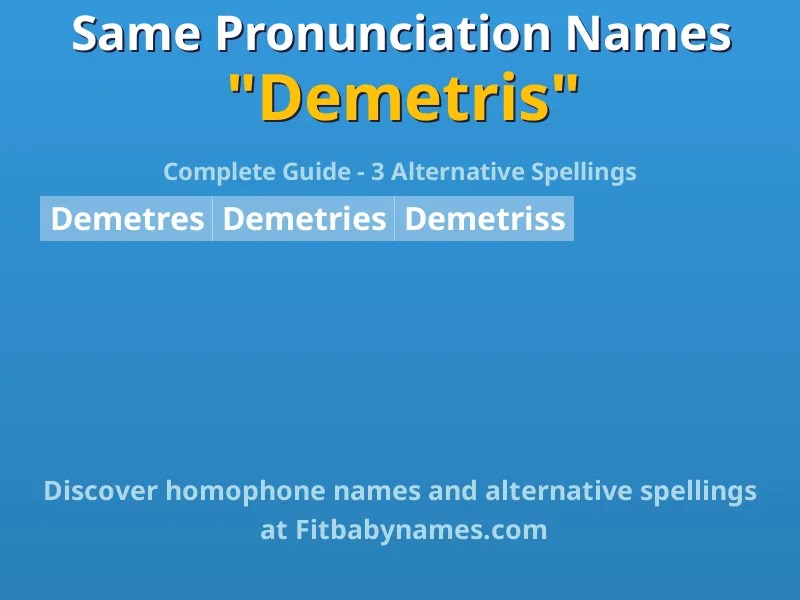 Infographic: Demetris same pronunciation names, similar names, and homophone names