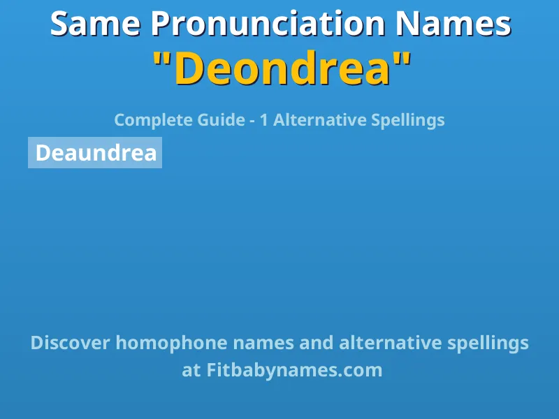 Infographic: Deondrea same pronunciation names, similar names, and homophone names