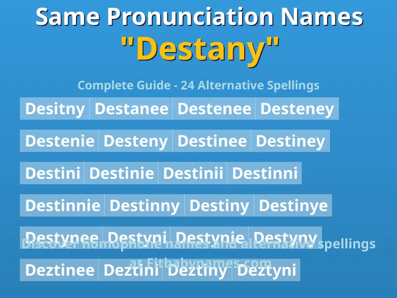 Infographic: Destany same pronunciation names, similar names, and homophone names