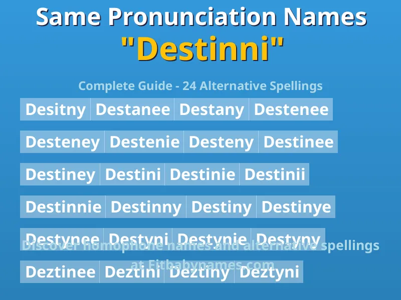 Infographic: Destinni same pronunciation names, similar names, and homophone names