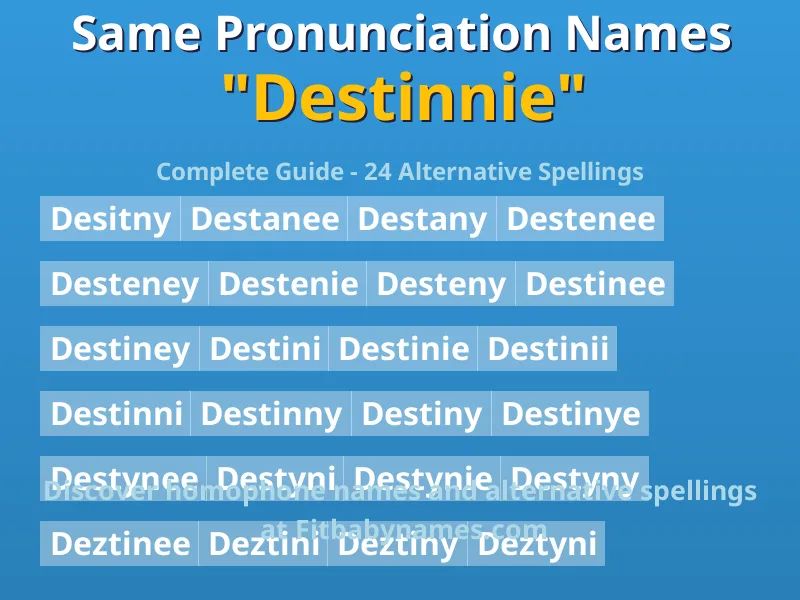 Infographic: Destinnie same pronunciation names, similar names, and homophone names