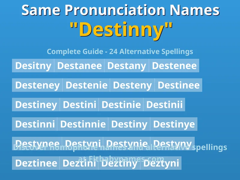Infographic: Destinny same pronunciation names, similar names, and homophone names