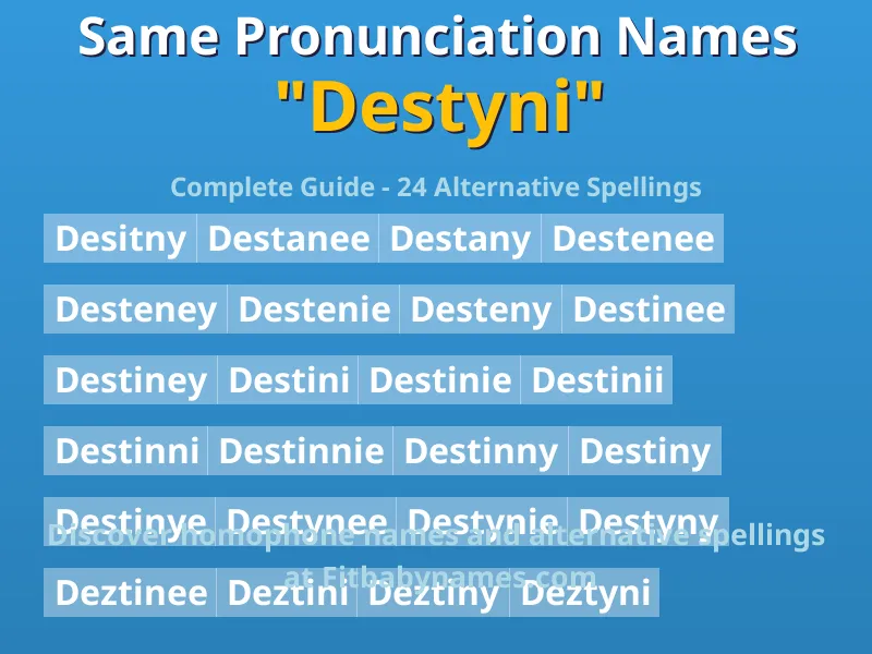 Infographic: Destyni same pronunciation names, similar names, and homophone names