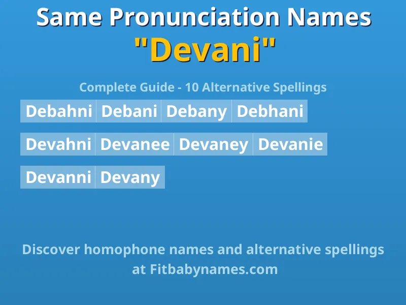 Infographic: Devani same pronunciation names, similar names, and homophone names
