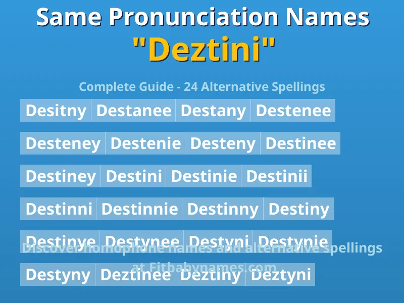 Infographic: Deztini same pronunciation names, similar names, and homophone names