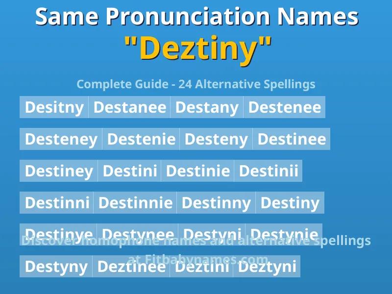 Infographic: Deztiny same pronunciation names, similar names, and homophone names