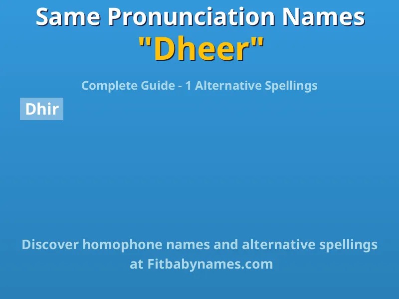 Infographic: Dheer same pronunciation names, similar names, and homophone names