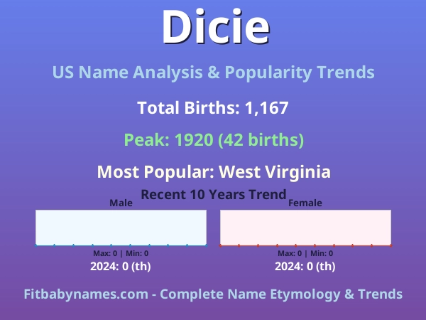 Infographic: Dicie name meaning, origin, and popularity trends in the United States (US baby name analysis chart)