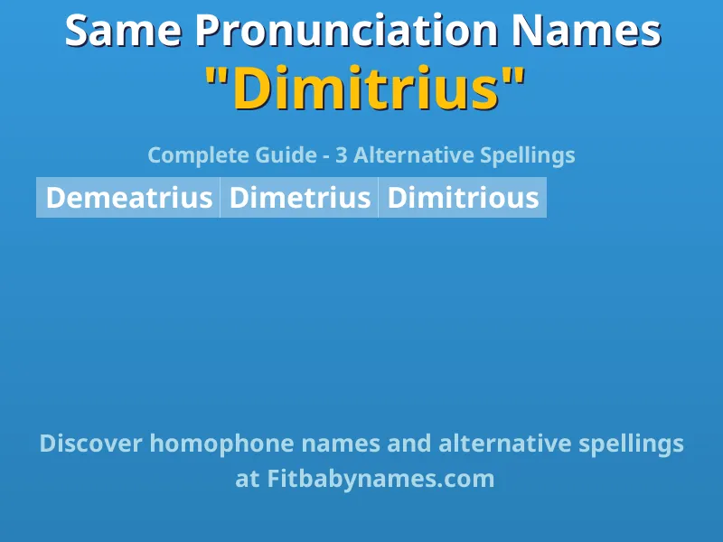 Infographic: Dimitrius same pronunciation names, similar names, and homophone names