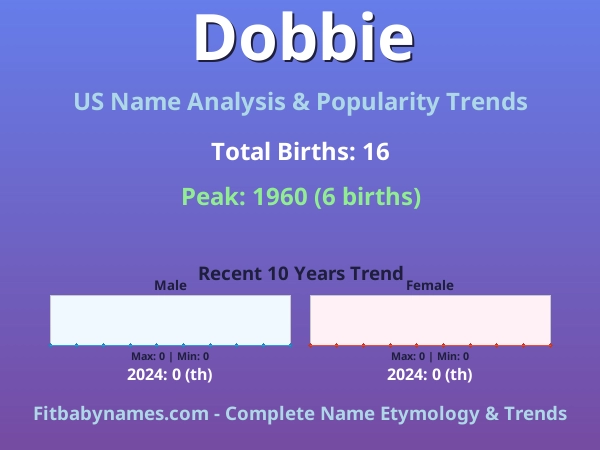 Infographic: Dobbie name meaning, origin, and popularity trends in the United States (US baby name analysis chart)